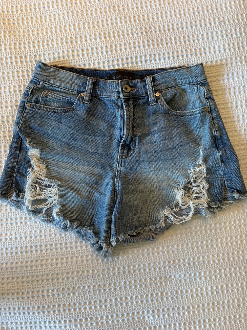 Kendall & Kylie Light Blue Distressed Denim Cutoff Shorts